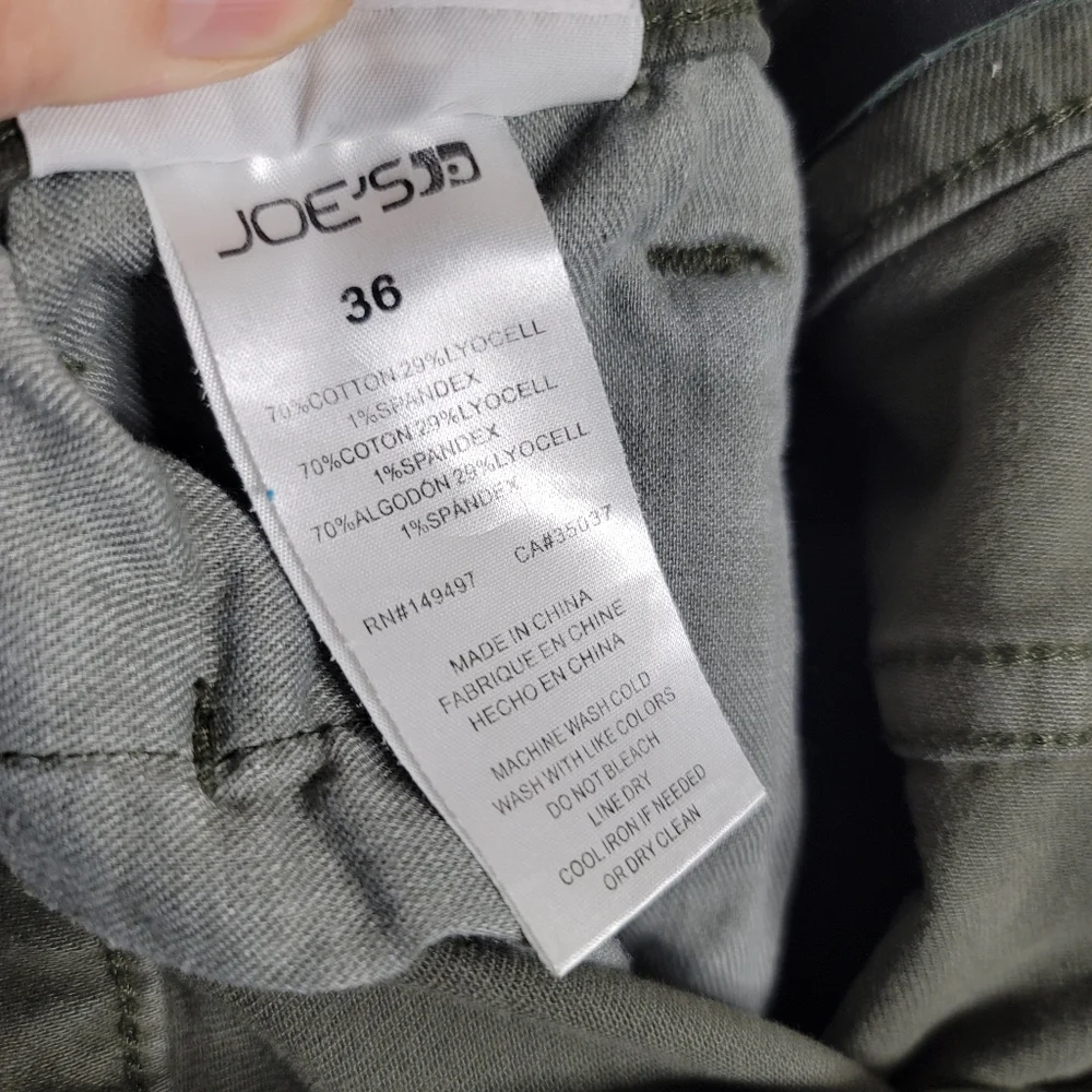 Men's The Asher Slim Fit Joe's Jeans in muted olive color, size 36 - Picture 8 of 10